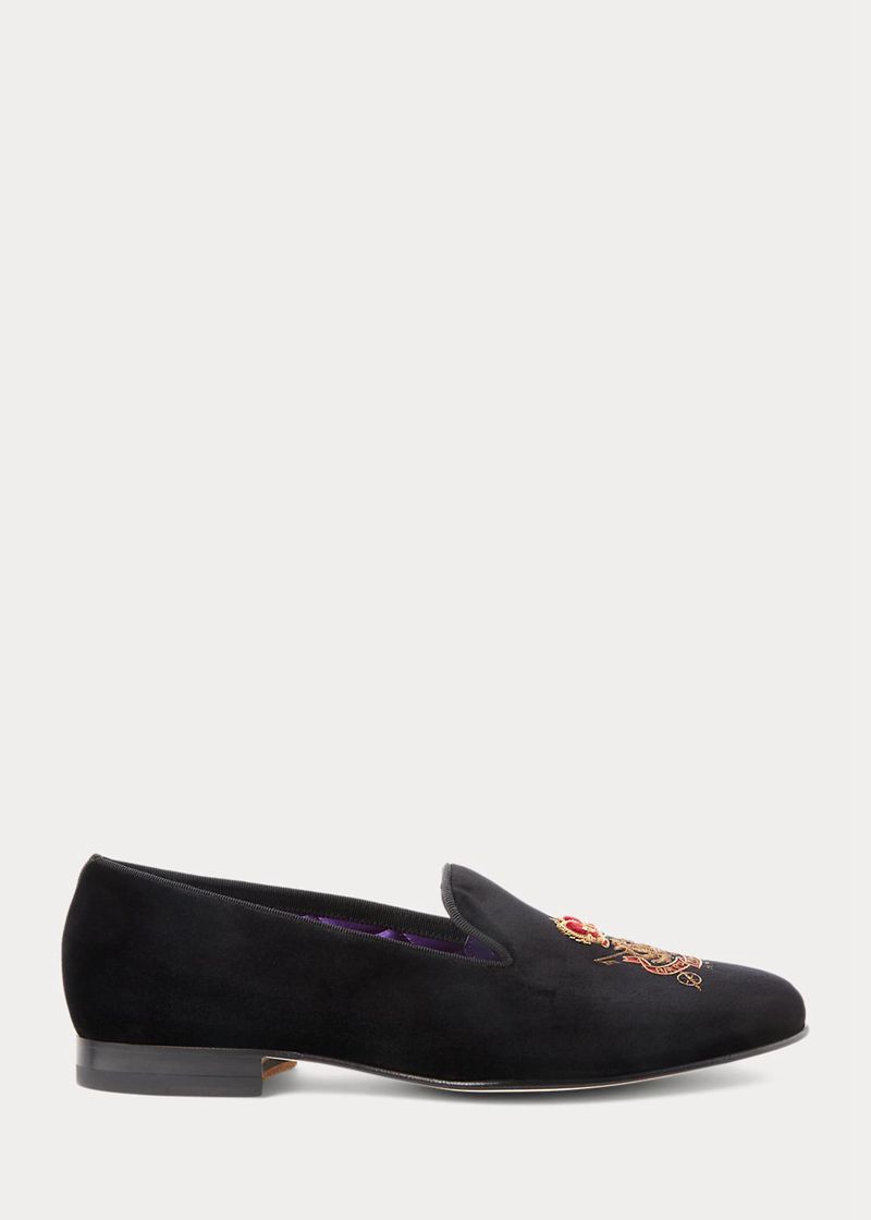 Slip On Purple Label Hombre Alonzo Bullion Crest Terciopelo Slipper Chile Negras YOXJN-3271